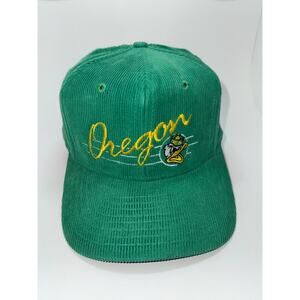 Rare Vintage Oregon Ducks Rage Corduroy Snapback hat Green Yellow NCAA B1G 10